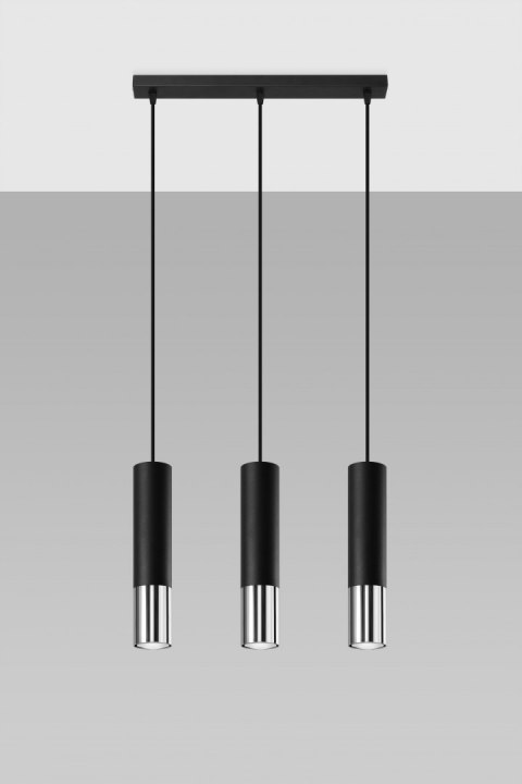 Lampa wisząca LOOPEZ 3L czarny/chrom