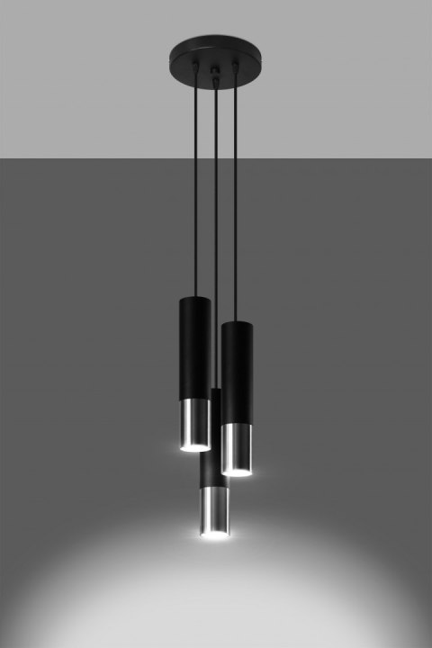 Lampa wisząca LOOPEZ 3P czarny/chrom