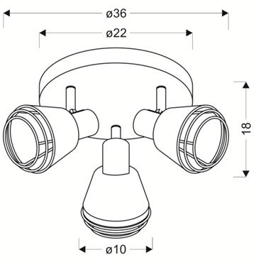 Lampa sufitowa czarna plafon klosz miedziany 3xE14 40W Neria 98-83111