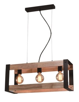 Lampa wisząca czarna metalowa + drewno 3x40W E27 Varna 33-79077