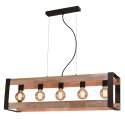 Lampa wisząca czarna metalowa + drewno 5x40W E27 Varna 35-79282