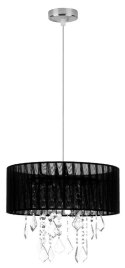 Lampa wisząca czarny abażur z organzy + kryształy Leda Candellux 31-84316