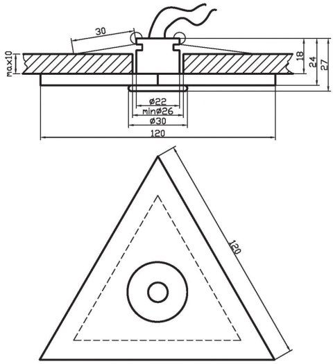 Oprawa stropowa chrom + satyna trójkątna G4 PO-04 2209948