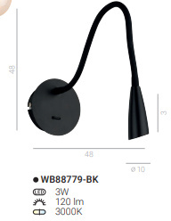 Kinkiet PAOLA WB88779-BK