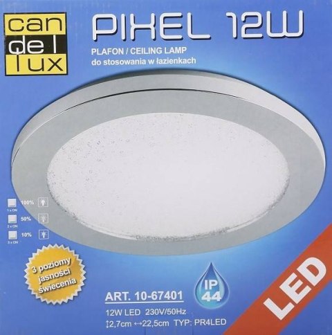 LAMPA SUFITOWA CANDELLUX PIXEL 10-67401 PLAFON 12W LED IP44 CHROM+GRANILA 3000K