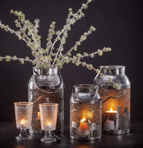 Latarnia metal. TIMBA czarno-srebrna XL_Aluro