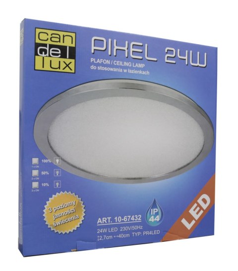 PLAFON CANDELLUX PIXEL 10-67432 24W LED IP44 CHROM+GRANILA 3000K