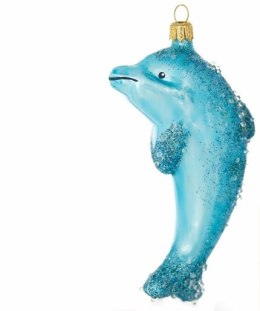 Bombka choinkowa szklana błękitny delfin 12cm
