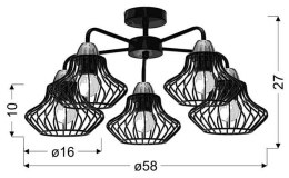 Lampa sufitowa wisząca 5x60W E27 czarny 35-67050