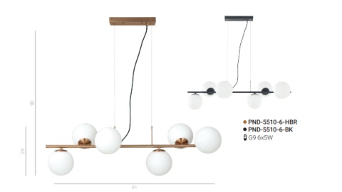 Lampa wisząca RADDI PND-5510-6-HBR