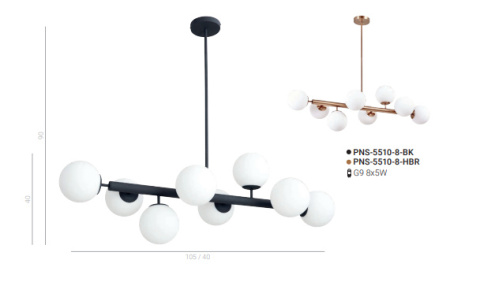 Lampa wisząca RADDI PNS-5510-8-BK