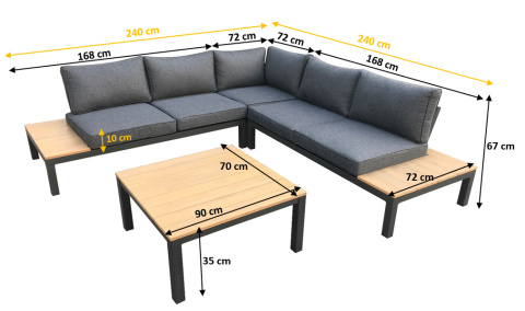 Meble ogrodowe z alluminiowe czarne Massimo