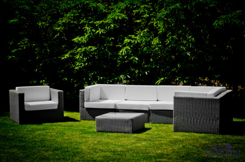 Meble ogrodowe narożnik fotel szary technorattan