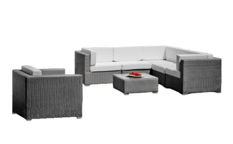 Meble ogrodowe narożnik fotel szary technorattan