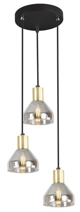 Lampa wisząca czarna/złota szklany klosz E14 3x40W Gregory Candellux 33-78995