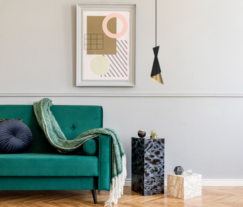 Lampa wisząca złoto czarna MALIA