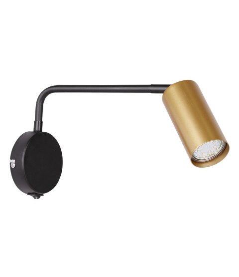 Kinkiet czarno-złoty ruchomy z włącznikiem Tina 21-76816
