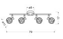 Lampa ścienna sufitowa listwa czarno-złota 4x40W E14 Acrobat Candellux 94-66657