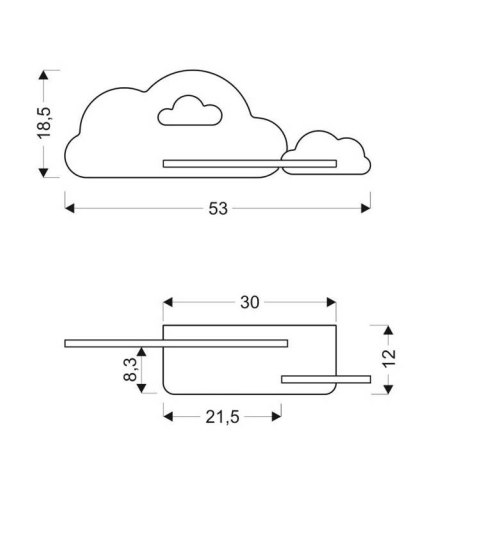 Kinkiet LED 5W dla dziecka niebieska chmurka z półką Cloud Candellux 21-75710