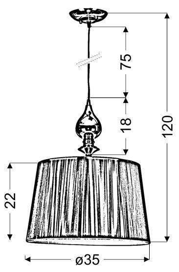 PRIMA LAMPA WISZĄCA CHROMOWY 1X60 E27 ABAŻUR SREBRNY