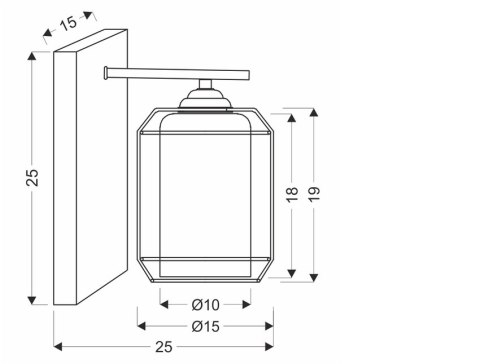 JONERA LAMPA KINKIET CZARNY P25 1X40 E27 KLOSZ DYMIONY
