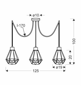 Lampa wisząca czarno-złota 3 Primo P 33-00293