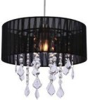 Lampa wisząca czarny abażur z organzy + kryształy Leda Candellux 31-84316