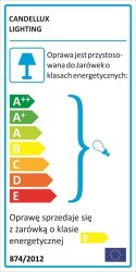 LAMPA ŚCIENNA KINKIET CANDELLUX SORTHA 91-07479 KINKIET ENERGOOSZCZĘDNA