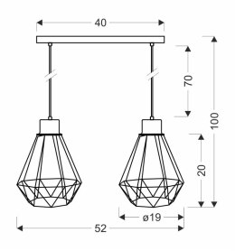 Lampa wisząca listwa czarno-złota 2 Primo 32-00224