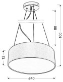 Lampa wisząca okrągła szara 40cm regulowana 3x40W Kioto Candellux 31-67722