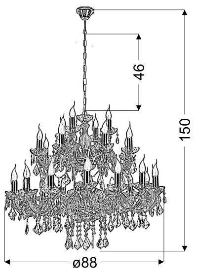 Żyrandol kryształowy złoty 28xE14 Maria Teresa Candellux 30-94622
