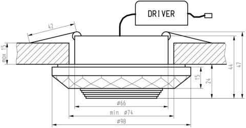 Oprawa stropowa LED 3W stożkowa szlifowana szklana SS-36 Candellux 2228945