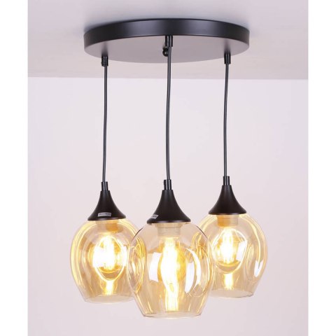 Lampa sufitowa czarno/brązowa talerz 3xE27 Aspa 33-00613