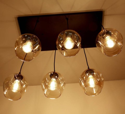 Lampa wisząca szklana czarno/brązowa 6xE27 Aspa 36-00620