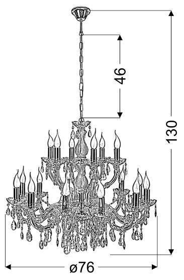 Żyrandol złoty z kryształkami 18xE14 Maria Teresa 30-94615