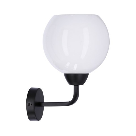 CALDERA LAMPA KINKIET CZARNY 1X60W E27 KLOSZ BIAŁY