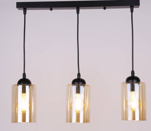 Lampa wisząca listwa czarno/brązowa 3xE27 Bistro 33-00545
