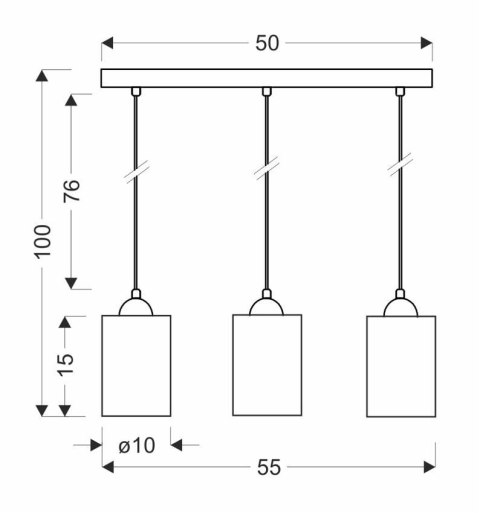 Lampa wisząca listwa czarno/brązowa 3xE27 Bistro 33-00545