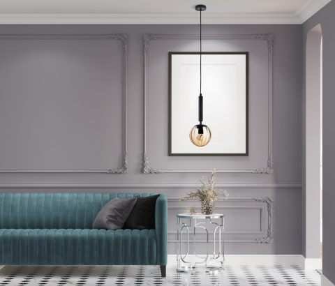 Lampa wisząca RAVENA PND-2324-1 BK+AMB