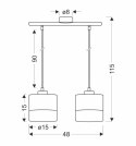 Porto lampa wisząca czarny 2x60w e27 abażur czarny+brązowy