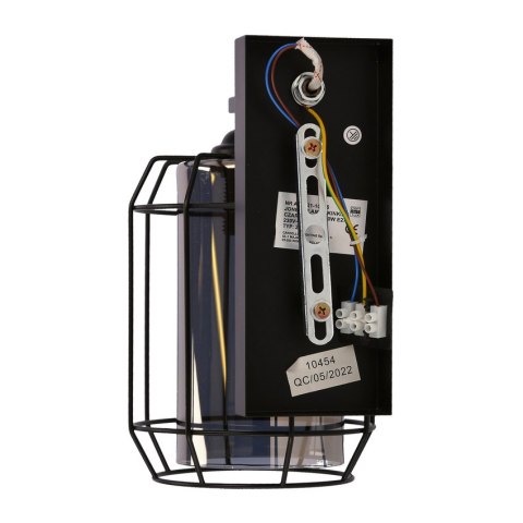 Jonera lampa kinkiet czarny p20 1x40w e27 klosz dymiony 21-10186