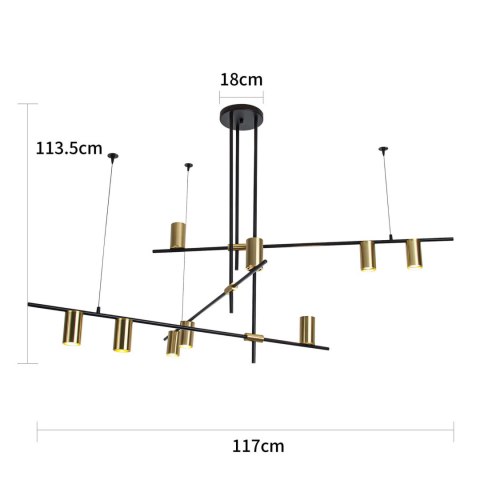 Lampa wisząca Arizona 9 czarny/złoty
