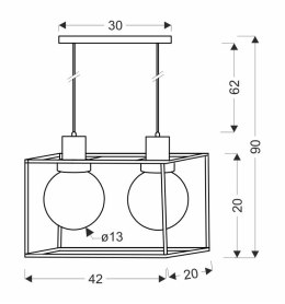 Lampa wisząca czarna metalowa dymiona 2xE27 Retro 2 32-00750