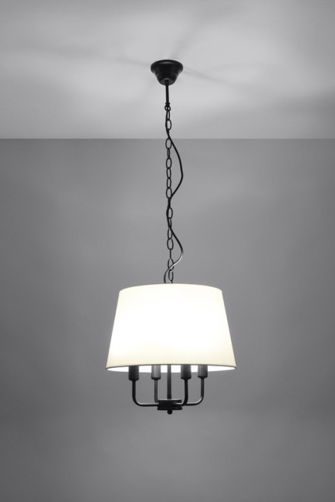 Pasteri lampa wisząca czarny matowy 4x40w e14 abażur beżowy 31-01368