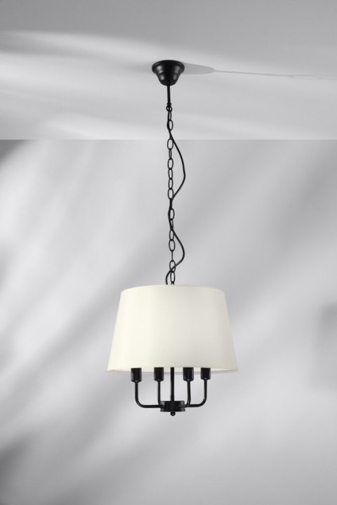 Pasteri lampa wisząca czarny matowy 4x40w e14 abażur beżowy 31-01368