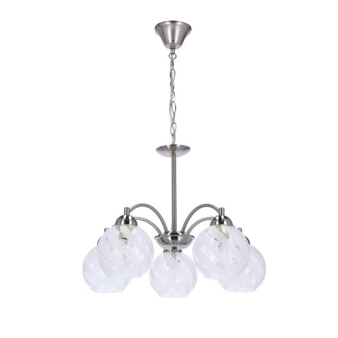 BAIDA LAMPA WISZ�CA SATYNOWY 5X60W E27 KLOSZ MATOWO TRANSPARENTNY