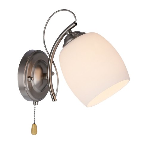 Kinkiet chromowy biały szklany klosz Amba 21-77028