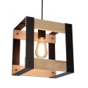 Lampa wisząca czarna metalowa + drewno 40W E27 Varna 31-78513