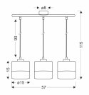 Porto lampa wisząca czarny 3x60w e27 abażur czarny+fornir