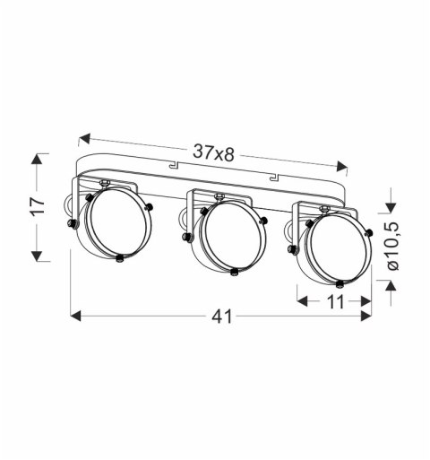 Crazy lampa sufitowa listwa czarny 3x15w gu10 klosz bezbarwny